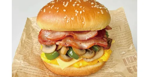 Hearty Bacon, Mushroom & Egg Burger